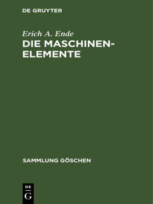 cover image of Die Maschinenelemente